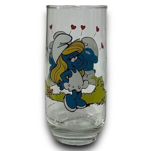 Vintage 1982 Hardees Smurfette Glass by Peyo LIC. By Wallace Berrie & Co., Inc.